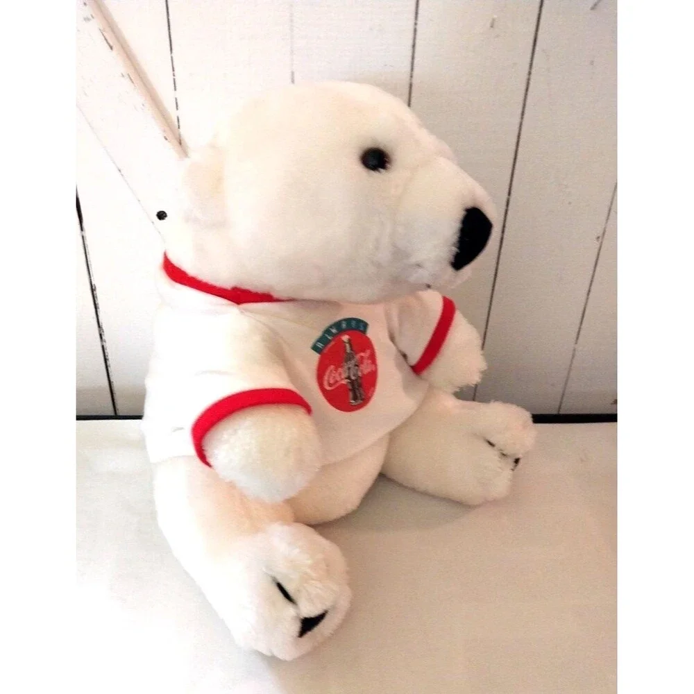 Vintage 1993 Coca Cola  Plush 12 Inch White Polar Bear Coca Cola Shirt Stuffed